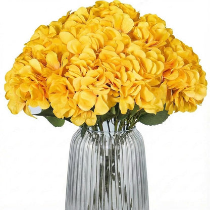 2Bouquets Artificial Fake Flowers Silk Hydrangea Arrangements Wedding Bouquets Decorations Plastic Floral Home Kitchen Garden Party Festival Bar DIY (Navy Blue)