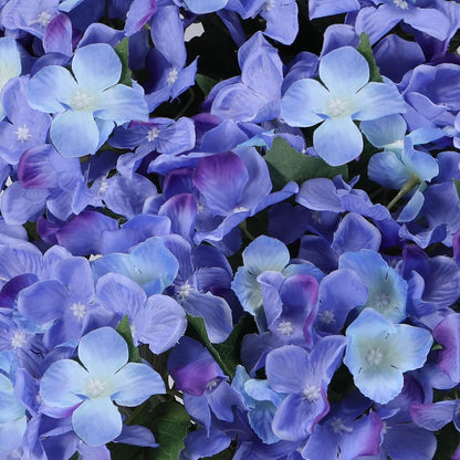 Artificial Hydrangea Flowers for Outdoors, 2 Pack UV Resistant Faux Silk Hydrangea Bushes with Pot for Porch Patio Garden Home Décor, Violet Blue