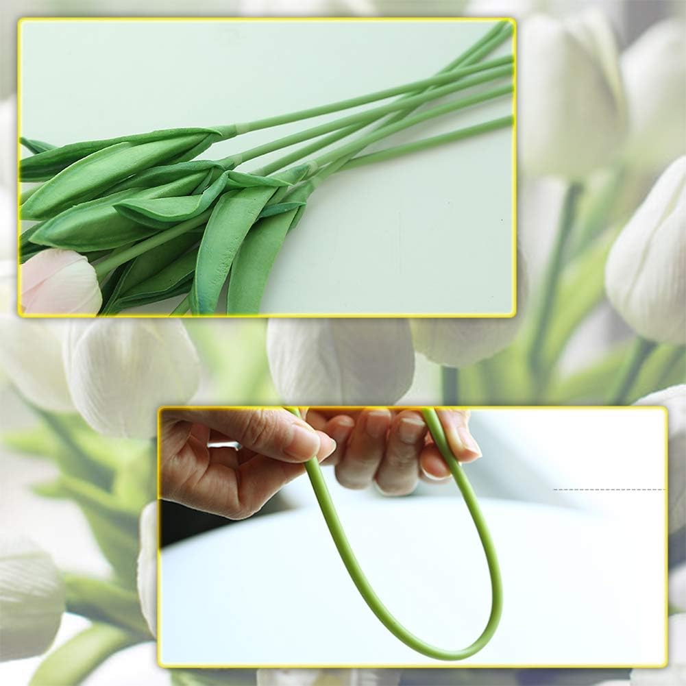 30pcs Real Touch Tulips PU Artificial Flowers, Fake Tulips Flowers for Arrangement Wedding Party Easter Spring Home Dining Room Office Decoration. (White)