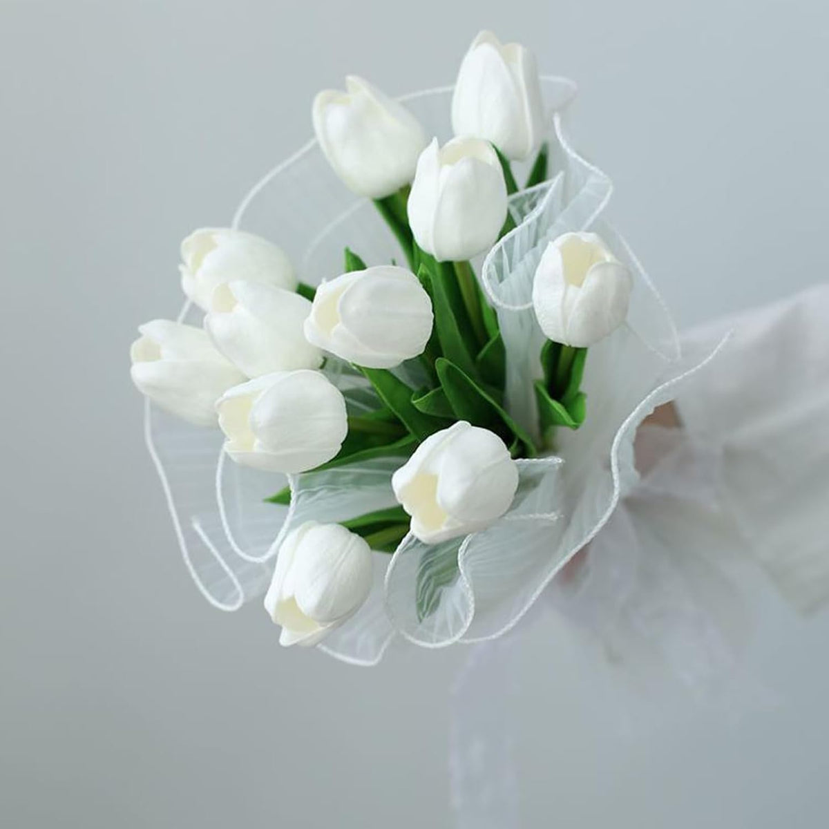 30pcs Real Touch Tulips PU Artificial Flowers, Fake Tulips Flowers for Arrangement Wedding Party Easter Spring Home Dining Room Office Decoration. (White)