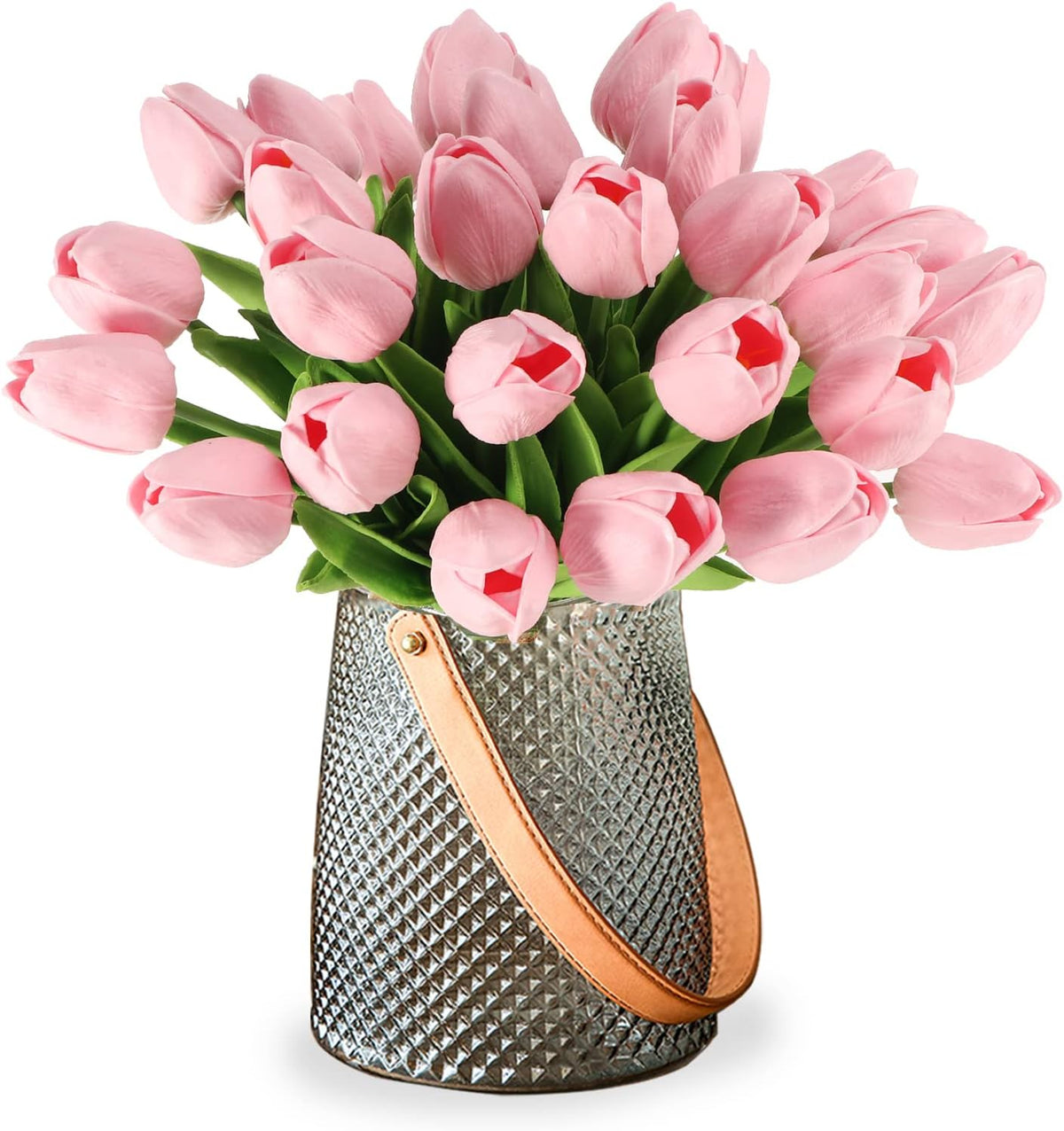 30pcs Real Touch Tulips PU Artificial Flowers, Fake Tulips Flowers for Arrangement Wedding Party Easter Spring Home Dining Room Office Decoration. (White)