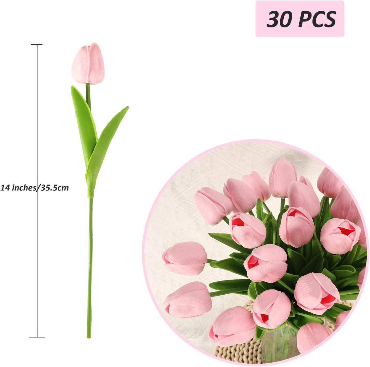 30pcs Real Touch Tulips PU Artificial Flowers, Fake Tulips Flowers for Arrangement Wedding Party Easter Spring Home Dining Room Office Decoration. (White)