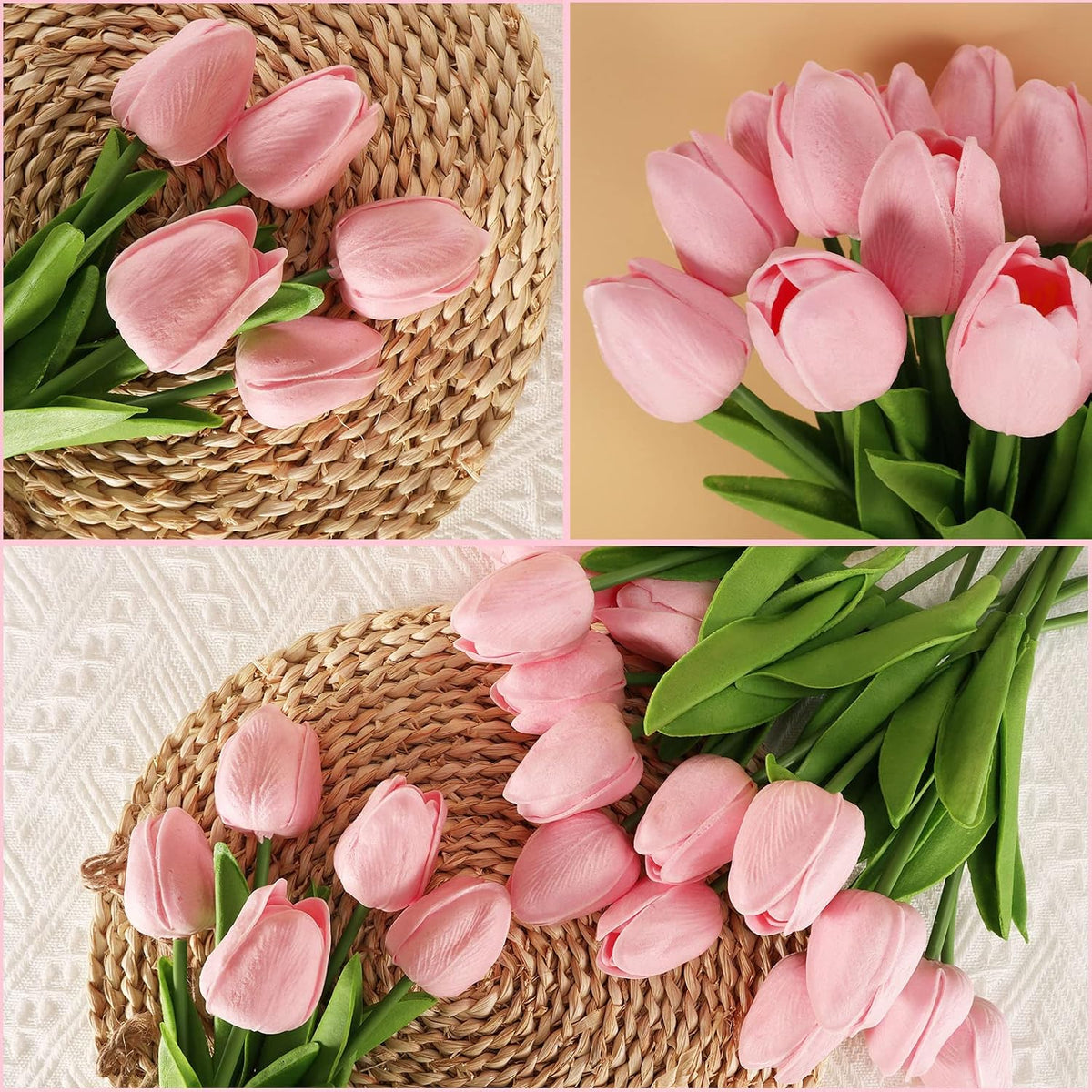 30pcs Real Touch Tulips PU Artificial Flowers, Fake Tulips Flowers for Arrangement Wedding Party Easter Spring Home Dining Room Office Decoration. (White)