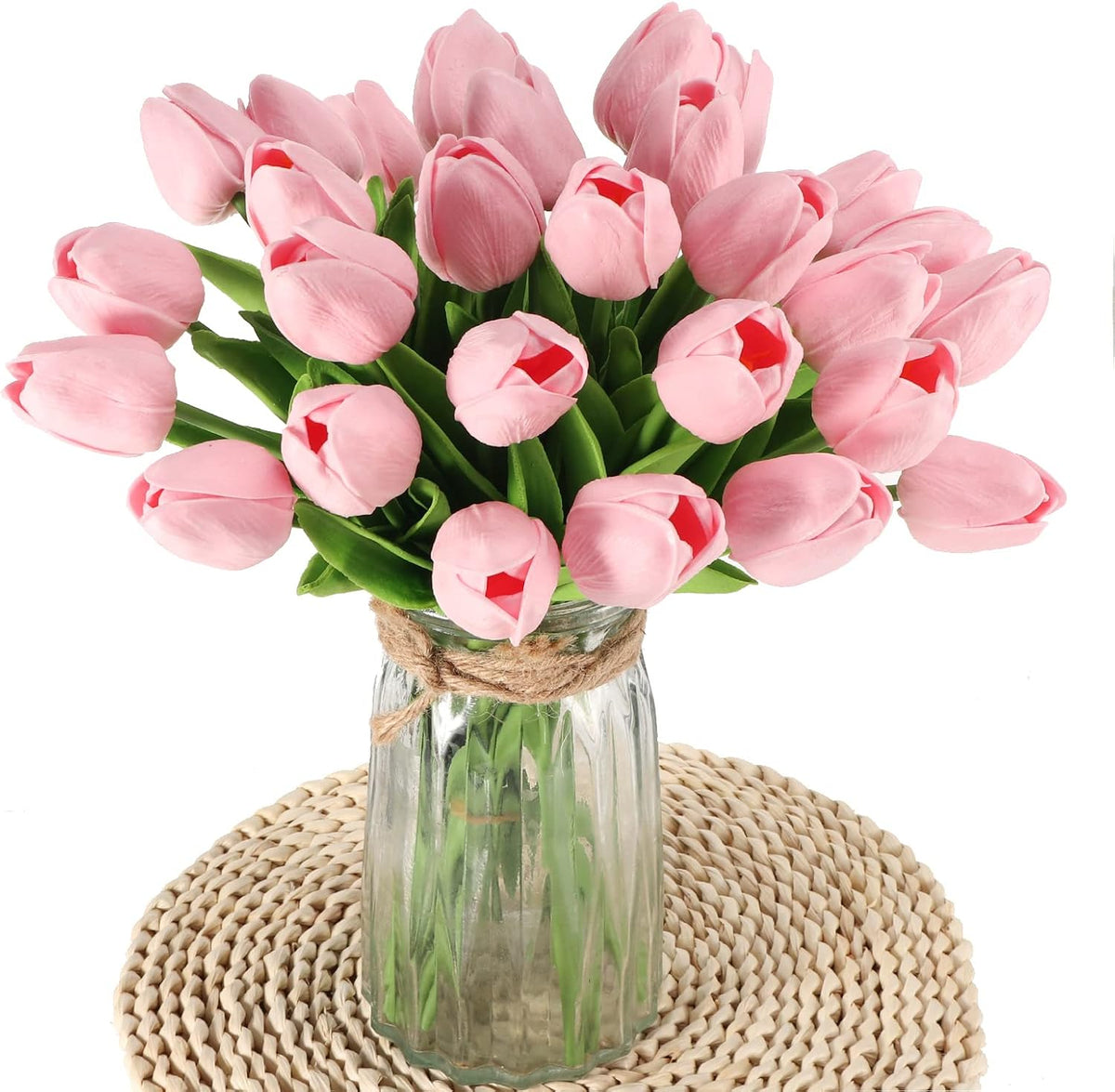 30pcs Real Touch Tulips PU Artificial Flowers, Fake Tulips Flowers for Arrangement Wedding Party Easter Spring Home Dining Room Office Decoration. (White)