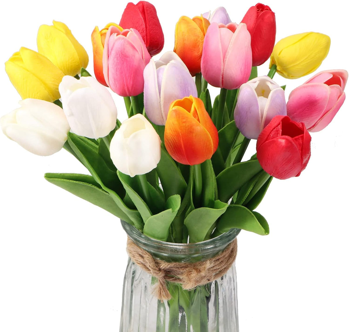 30pcs Real Touch Tulips PU Artificial Flowers, Fake Tulips Flowers for Arrangement Wedding Party Easter Spring Home Dining Room Office Decoration. (White)