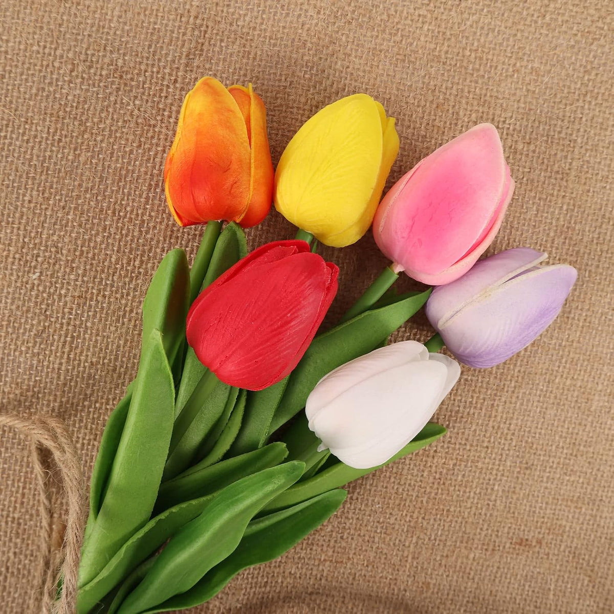 30pcs Real Touch Tulips PU Artificial Flowers, Fake Tulips Flowers for Arrangement Wedding Party Easter Spring Home Dining Room Office Decoration. (White)