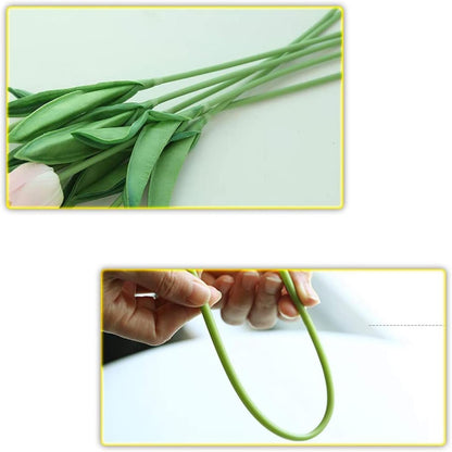 30pcs Real Touch Tulips PU Artificial Flowers, Fake Tulips Flowers for Arrangement Wedding Party Easter Spring Home Dining Room Office Decoration. (White)