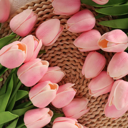 30pcs Real Touch Tulips PU Artificial Flowers, Fake Tulips Flowers for Arrangement Wedding Party Easter Spring Home Dining Room Office Decoration. (White)