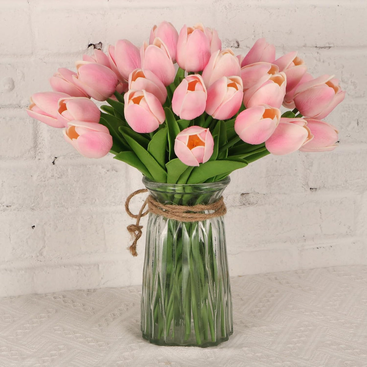 30pcs Real Touch Tulips PU Artificial Flowers, Fake Tulips Flowers for Arrangement Wedding Party Easter Spring Home Dining Room Office Decoration. (White)