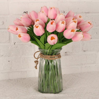 30pcs Real Touch Tulips PU Artificial Flowers, Fake Tulips Flowers for Arrangement Wedding Party Easter Spring Home Dining Room Office Decoration. (White)