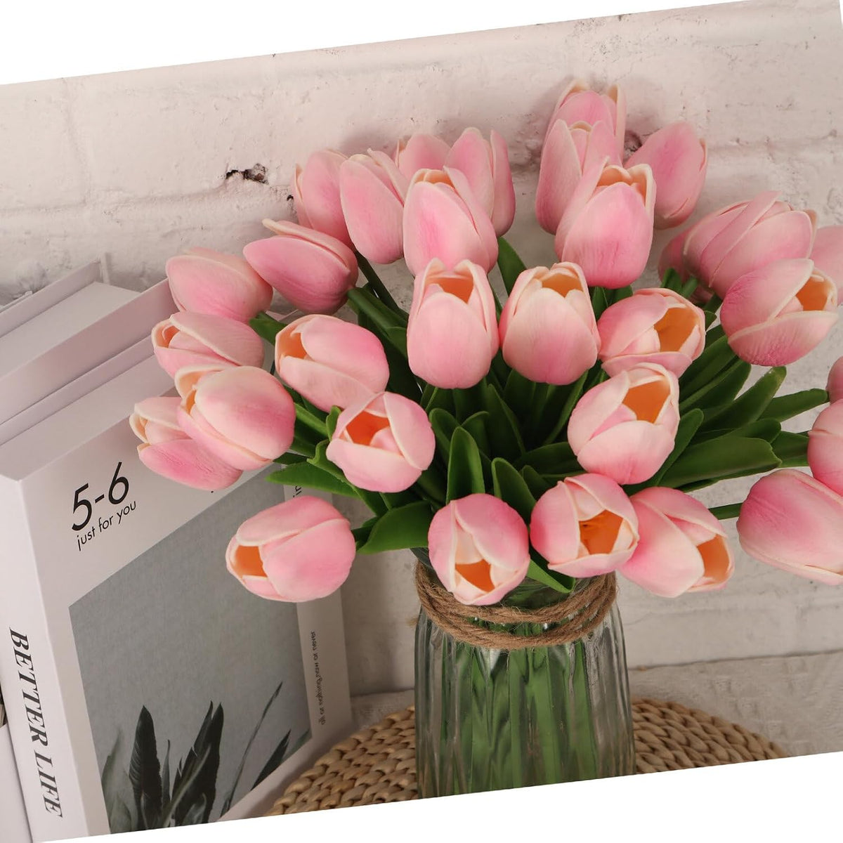 30pcs Real Touch Tulips PU Artificial Flowers, Fake Tulips Flowers for Arrangement Wedding Party Easter Spring Home Dining Room Office Decoration. (White)