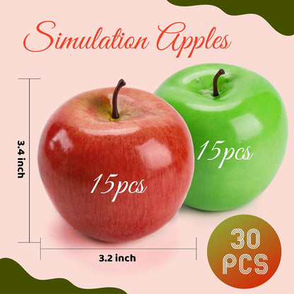 16PCS Artificial Red Apples, Fake Fruit Lifelike Simulation Apples for Home Kitchen Table Basket Decoration