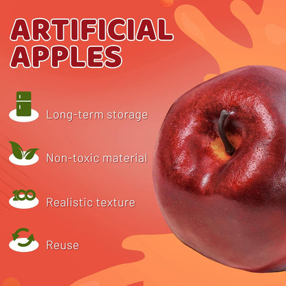 16PCS Artificial Red Apples, Fake Fruit Lifelike Simulation Apples for Home Kitchen Table Basket Decoration