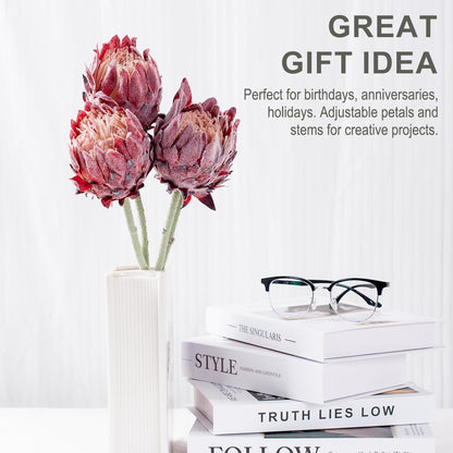 4 Pack Artificial King Protea Flowers, Tropic, Wedding Centerpiece