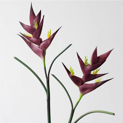 Artificial Heliconia 33.5" Long Stem Latex Faux Bird of Paradise Fake Tropical Flowers for Vase Bouquets Home Office Wedding Decor(Orange)
