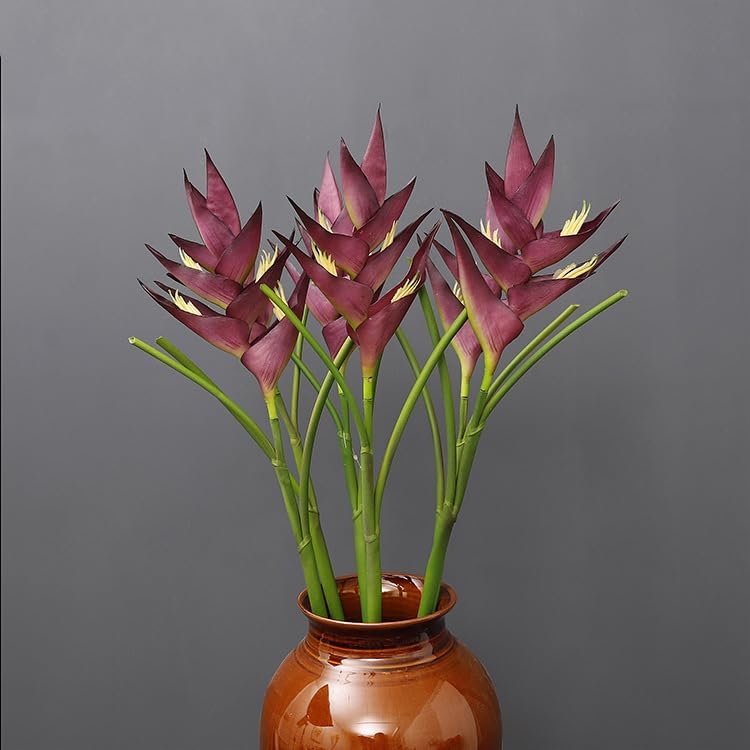 Artificial Heliconia 33.5" Long Stem Latex Faux Bird of Paradise Fake Tropical Flowers for Vase Bouquets Home Office Wedding Decor(Orange)