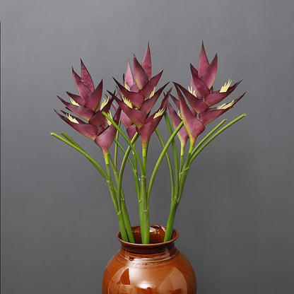 Artificial Heliconia 33.5" Long Stem Latex Faux Bird of Paradise Fake Tropical Flowers for Vase Bouquets Home Office Wedding Decor(Orange)