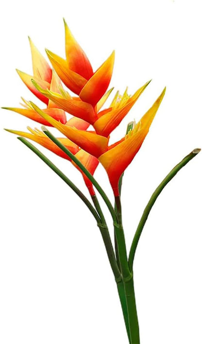 Artificial Heliconia 33.5" Long Stem Latex Faux Bird of Paradise Fake Tropical Flowers for Vase Bouquets Home Office Wedding Decor(Orange)
