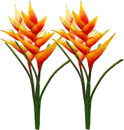 Artificial Heliconia 33.5" Long Stem Latex Faux Bird of Paradise Fake Tropical Flowers for Vase Bouquets Home Office Wedding Decor(Orange)