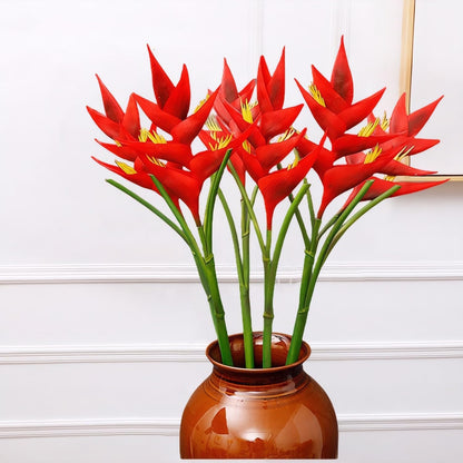Artificial Heliconia 33.5" Long Stem Latex Faux Bird of Paradise Fake Tropical Flowers for Vase Bouquets Home Office Wedding Decor(Orange)