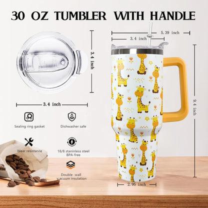 30 oz Stainless Steel Tumbler with lid and Straw,Yellow CoffeeTravel Mug Cup Water Botter, Lemon Gifts for Lemon Lovers - Colors A