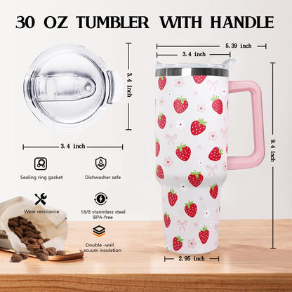 30 oz Stainless Steel Tumbler with lid and Straw,Yellow CoffeeTravel Mug Cup Water Botter, Lemon Gifts for Lemon Lovers - Colors A