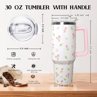 30 oz Stainless Steel Tumbler with lid and Straw,Yellow CoffeeTravel Mug Cup Water Botter, Lemon Gifts for Lemon Lovers - Colors A