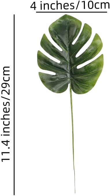 24 Pieces Mini Artificial Palm Leaves,11" Artificial Leaves for Decoration,Center Pieces Decoration for Table Party,Leaves Wall Decor for Wedding Shower Decorations (Green)