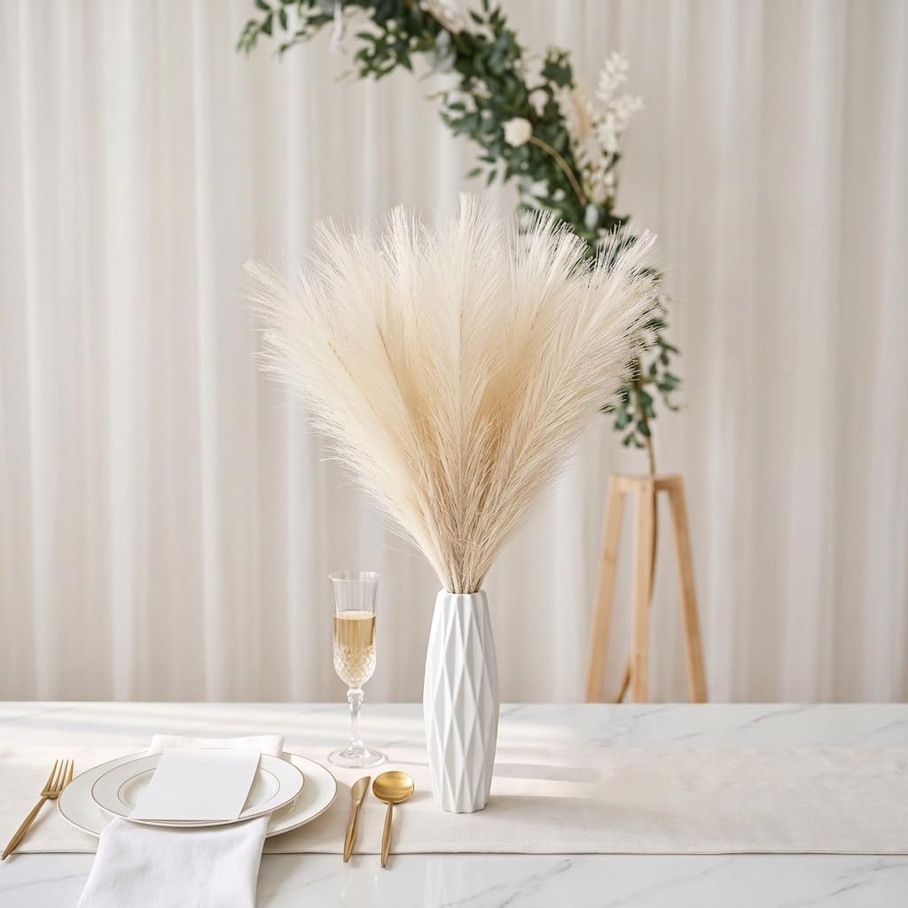 Artificial Pampas Grass Decor,21.7" Fluffy Faux Pampas,30Pcs Bohemian Style