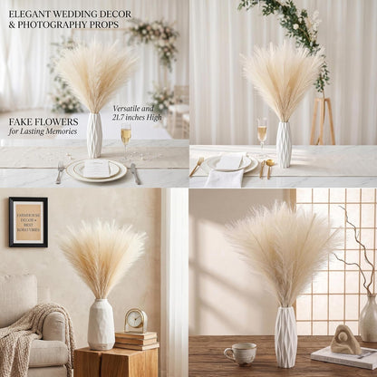 Artificial Pampas Grass Decor,21.7" Fluffy Faux Pampas,30Pcs Bohemian Style