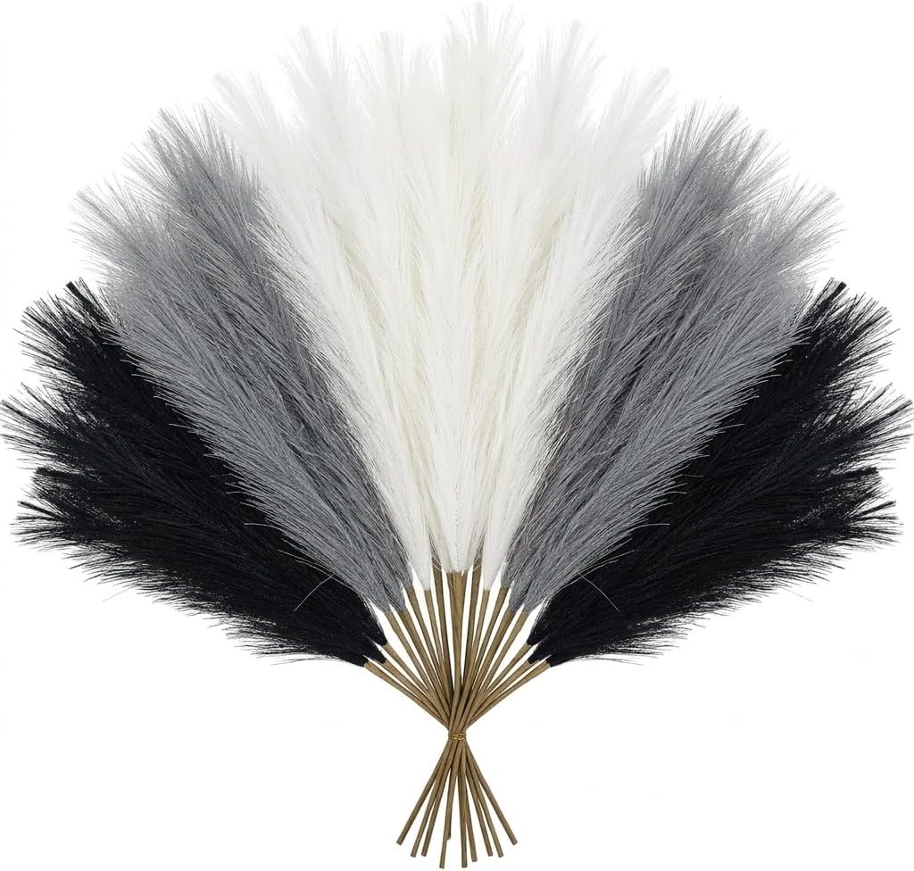 Artificial Pampas Grass Decor,21.7" Fluffy Faux Pampas,30Pcs Bohemian Style