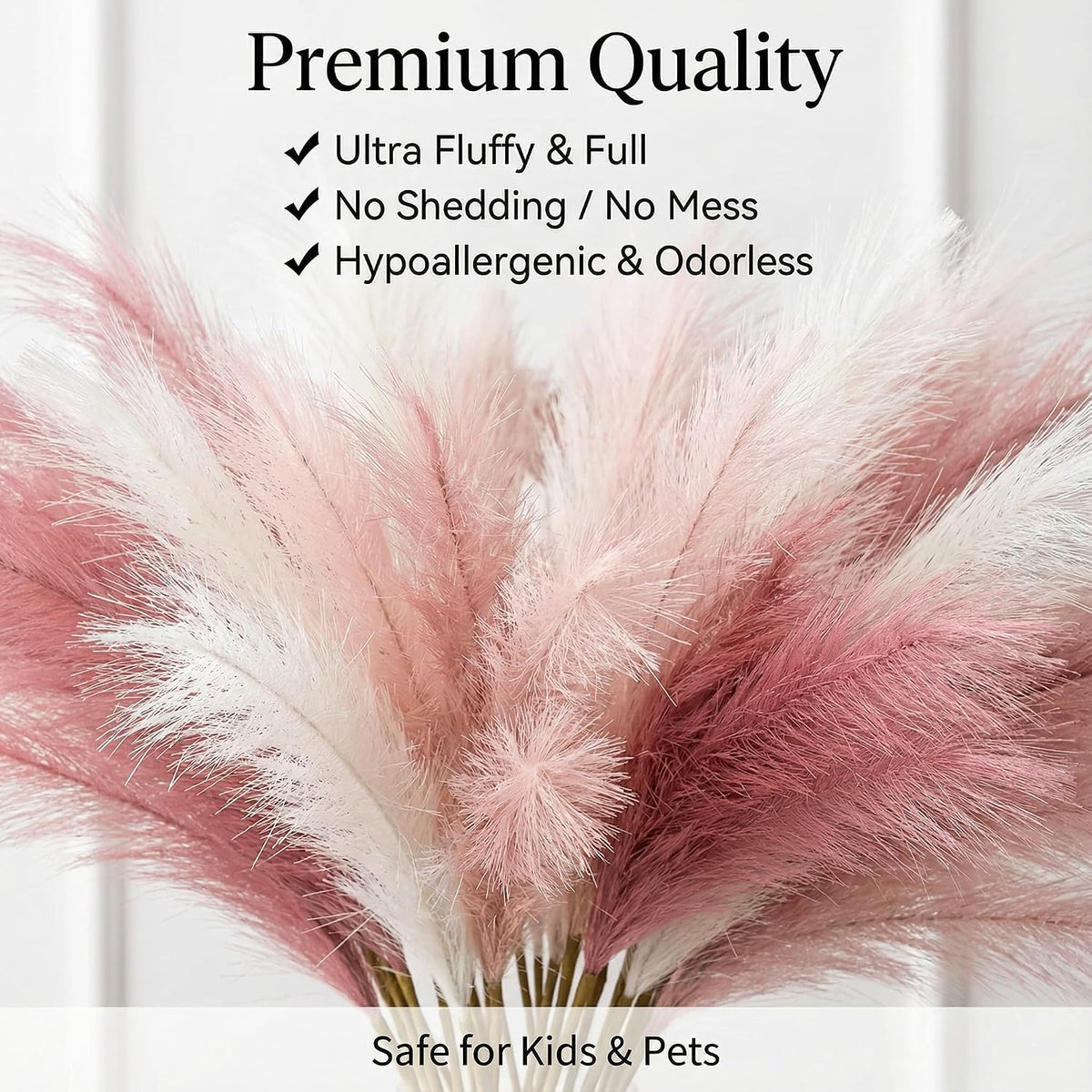 Artificial Pampas Grass Decor,21.7" Fluffy Faux Pampas,30Pcs Bohemian Style