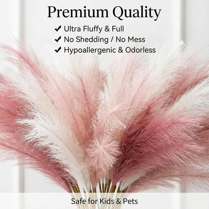 Artificial Pampas Grass Decor,21.7" Fluffy Faux Pampas,30Pcs Bohemian Style