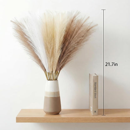 Artificial Pampas Grass Decor,21.7" Fluffy Faux Pampas,30Pcs Bohemian Style