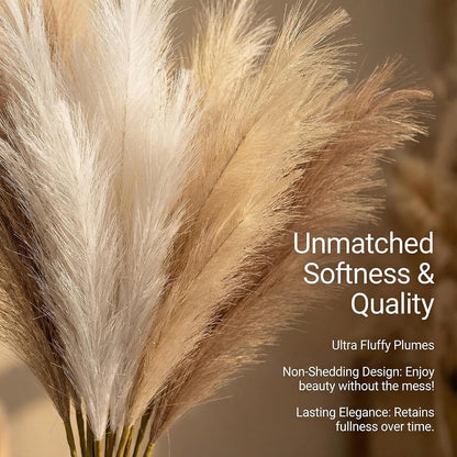Artificial Pampas Grass Decor,21.7" Fluffy Faux Pampas,30Pcs Bohemian Style
