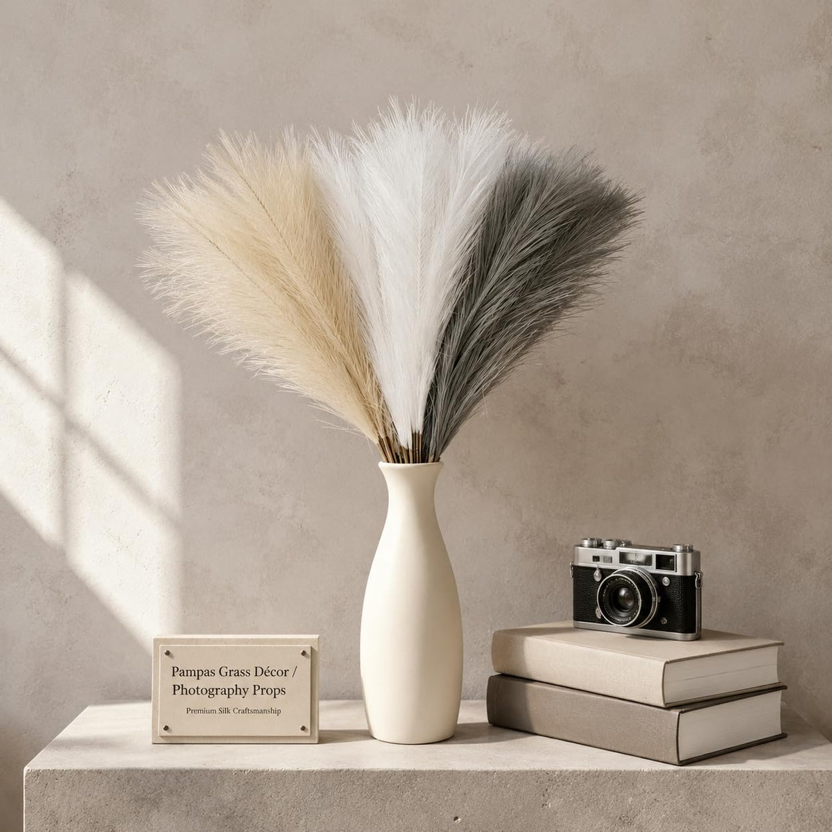 Artificial Pampas Grass Decor,21.7" Fluffy Faux Pampas,30Pcs Bohemian Style