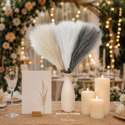 Artificial Pampas Grass Decor,21.7" Fluffy Faux Pampas,30Pcs Bohemian Style