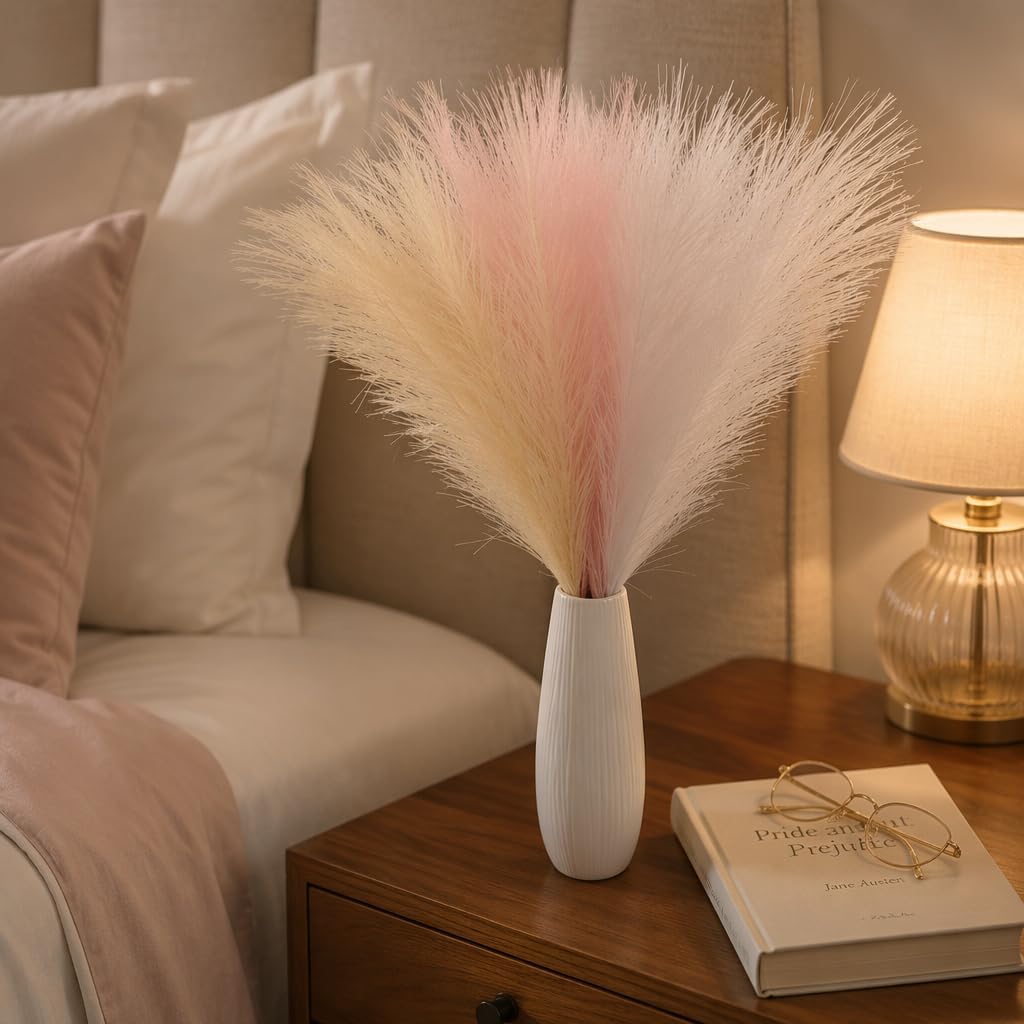 Artificial Pampas Grass Decor,21.7" Fluffy Faux Pampas,30Pcs Bohemian Style