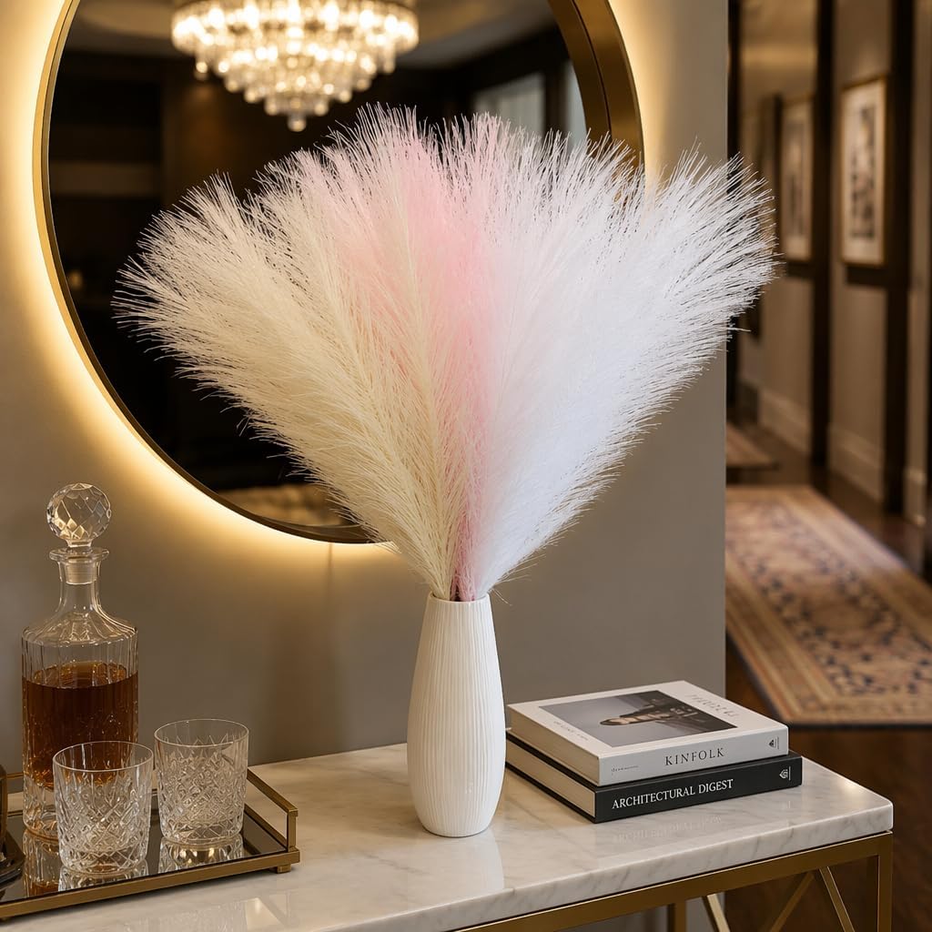 Artificial Pampas Grass Decor,21.7" Fluffy Faux Pampas,30Pcs Bohemian Style