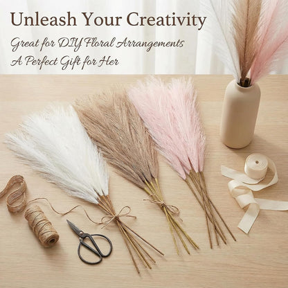 Artificial Pampas Grass Decor,21.7" Fluffy Faux Pampas,30Pcs Bohemian Style