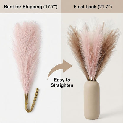 Artificial Pampas Grass Decor,21.7" Fluffy Faux Pampas,30Pcs Bohemian Style