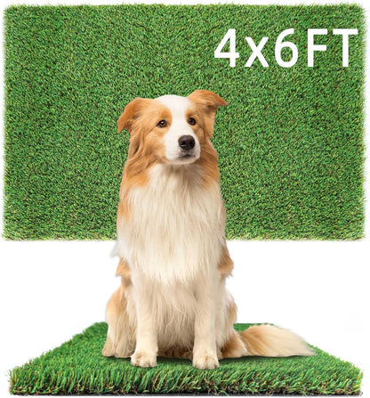 Artificial Grass Turf 4x6 FT, Large Synthetic Turf Mat with Drainage Holes for Potty Training, Reusable Fake Grass Rug Outdoor Patio Balcony, Green