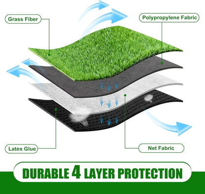 Artificial Grass Turf 4x6 FT, Large Synthetic Turf Mat with Drainage Holes for Potty Training, Reusable Fake Grass Rug Outdoor Patio Balcony, Green