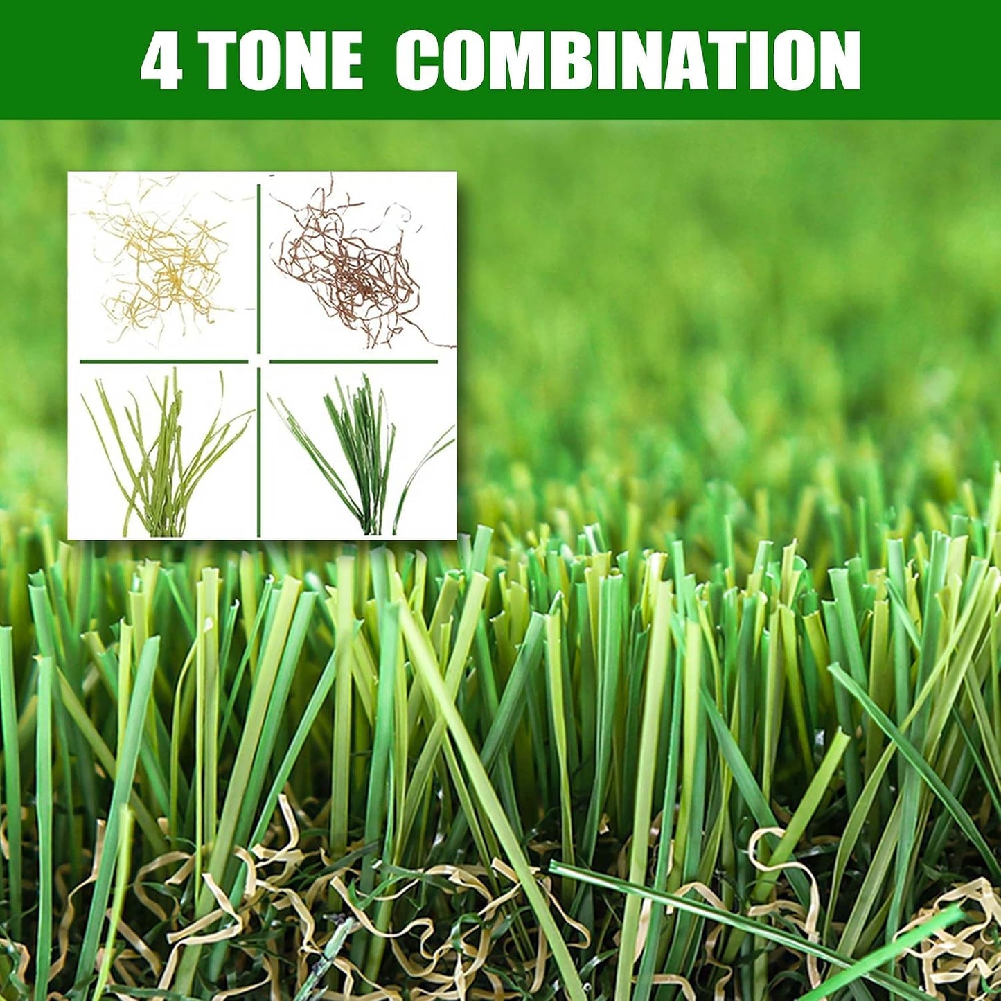 Artificial Grass Turf 4x6 FT, Large Synthetic Turf Mat with Drainage Holes for Potty Training, Reusable Fake Grass Rug Outdoor Patio Balcony, Green