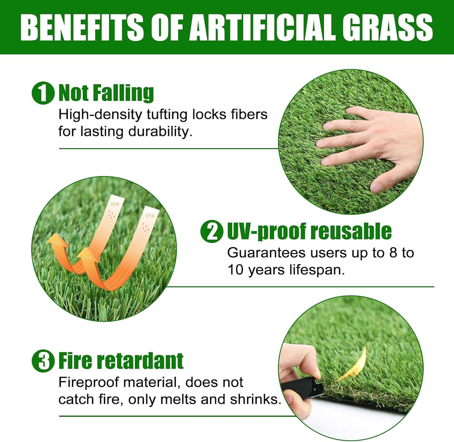 Artificial Grass Turf 4x6 FT, Large Synthetic Turf Mat with Drainage Holes for Potty Training, Reusable Fake Grass Rug Outdoor Patio Balcony, Green