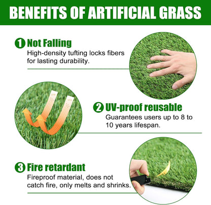 Artificial Grass Turf 4x6 FT, Large Synthetic Turf Mat with Drainage Holes for Potty Training, Reusable Fake Grass Rug Outdoor Patio Balcony, Green