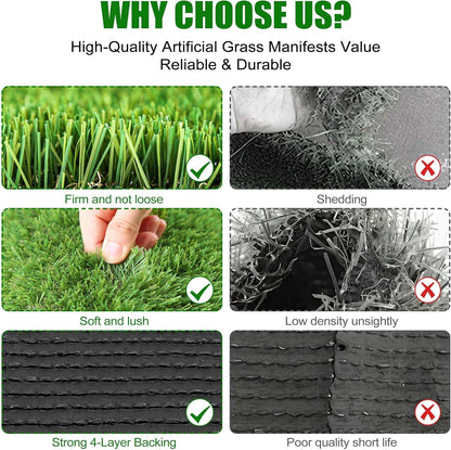 Artificial Grass Turf 4x6 FT, Large Synthetic Turf Mat with Drainage Holes for Potty Training, Reusable Fake Grass Rug Outdoor Patio Balcony, Green