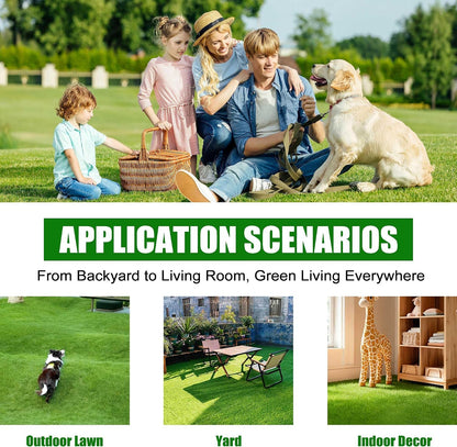 Artificial Grass Turf 4x6 FT, Large Synthetic Turf Mat with Drainage Holes for Potty Training, Reusable Fake Grass Rug Outdoor Patio Balcony, Green