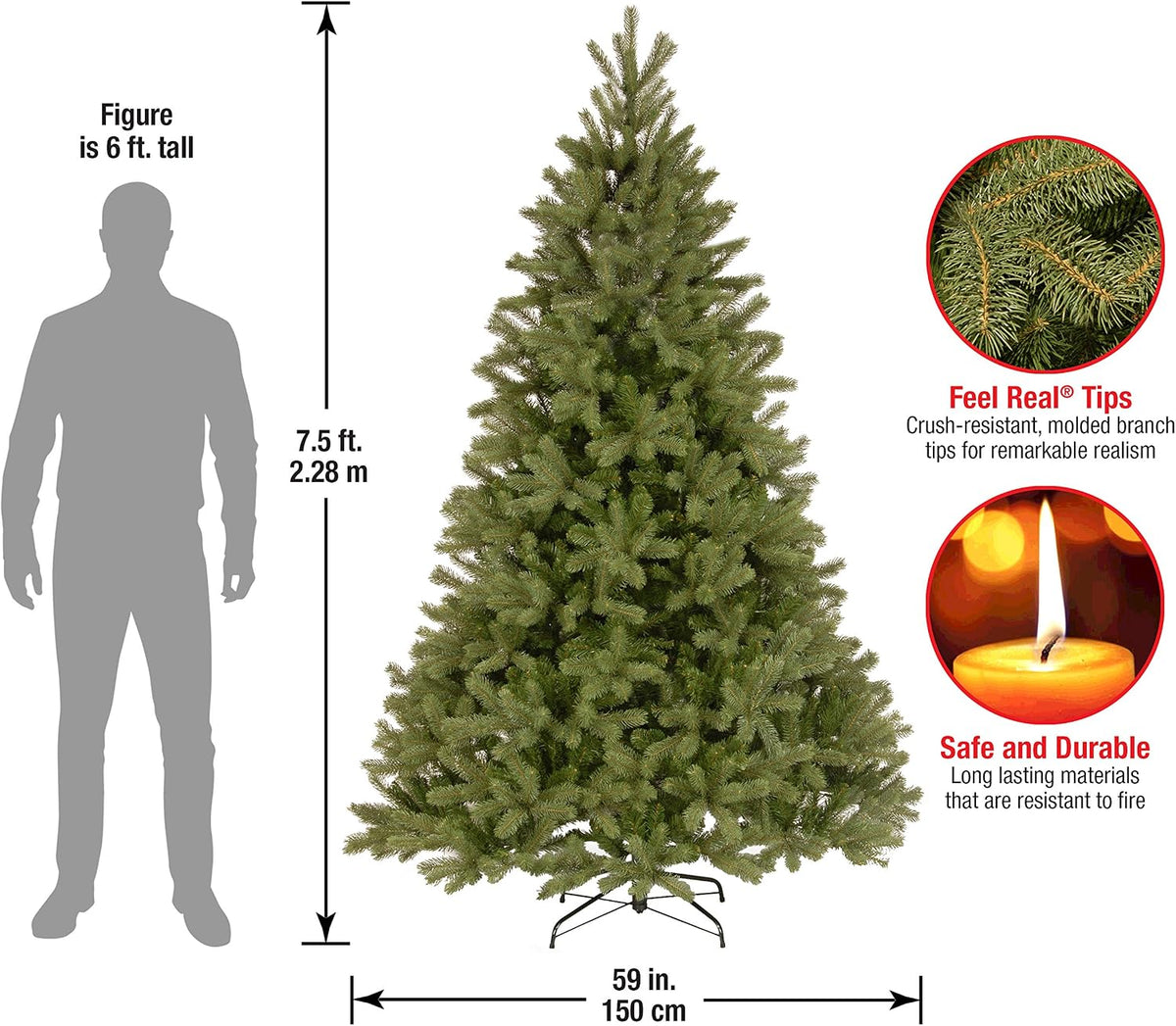 7.5ft Unlit Downswept Douglas Fir Christmas Tree