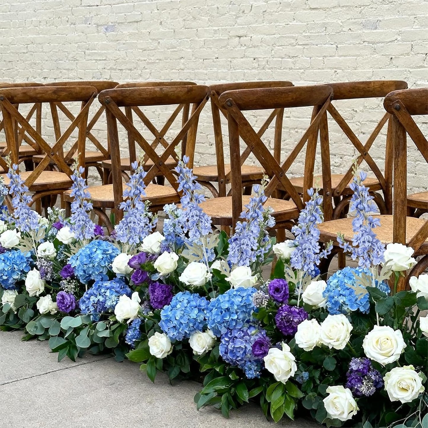 6 pcs White Delphinium Artificial Flowers Larkspur Artificial Flowers, 33.5 in Fake Flowers Bulk Silk Flowers with Stems Real Look for Home Garden Wedding Arrangement Decor(White)
